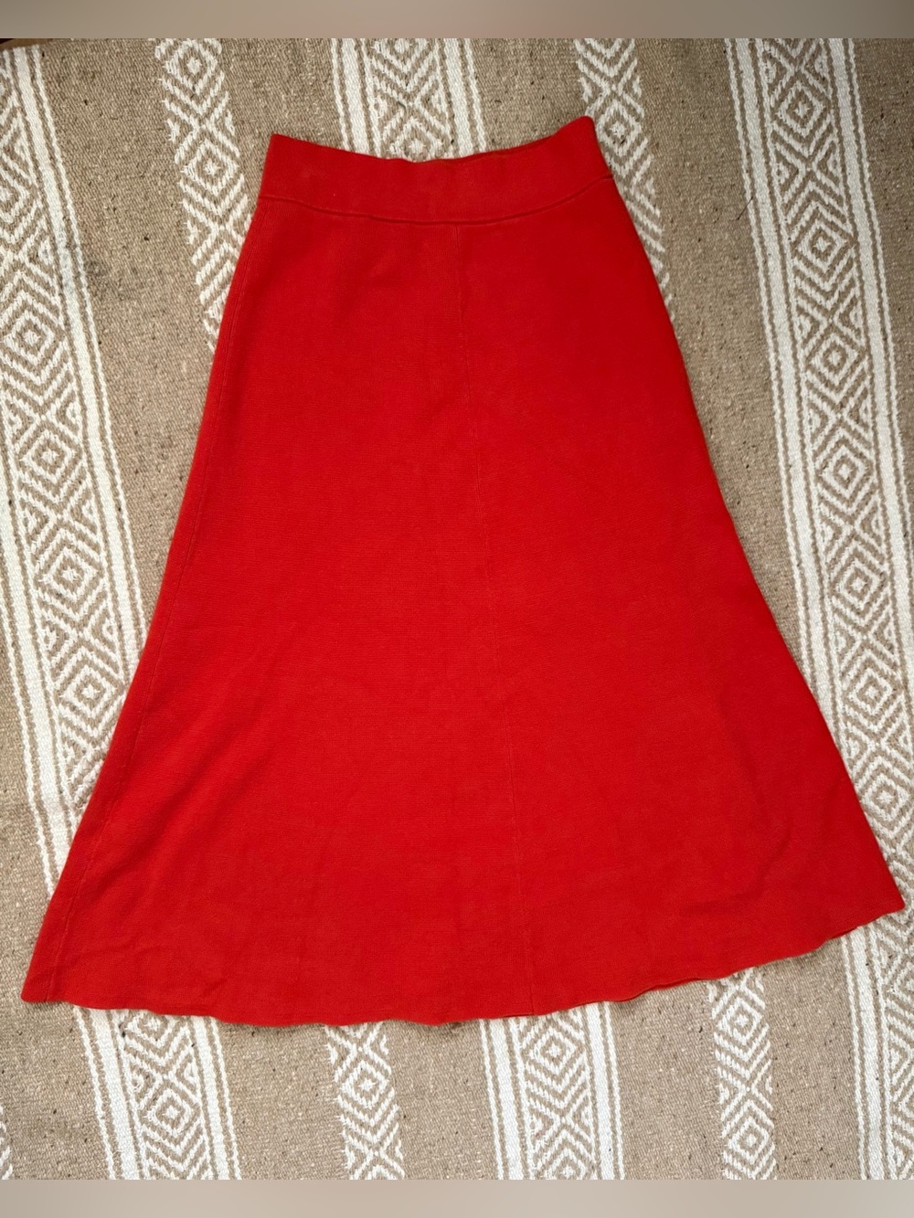 Lemaire Uniqlo U Red Orange High Waist Cotton Nylon Knit A-Line Skirt S EUC